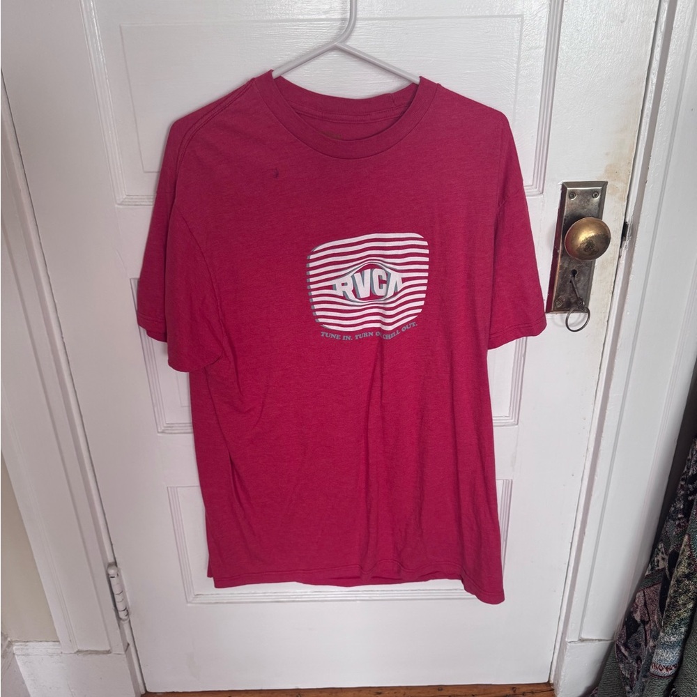 RVCA Red Striped Logo Tee